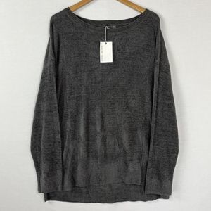 Barefoot Dreams Womens 2X CozyChic Ultra Lite Dockside Pointelle Pullover Carbon